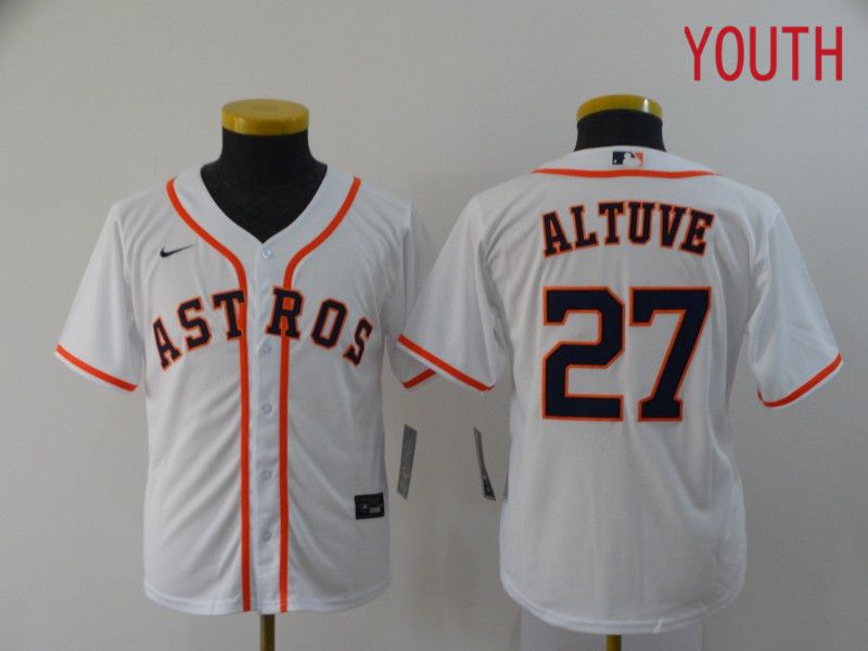 Youth Houston Astros 27 Altuve White Nike Game MLB Jerseys